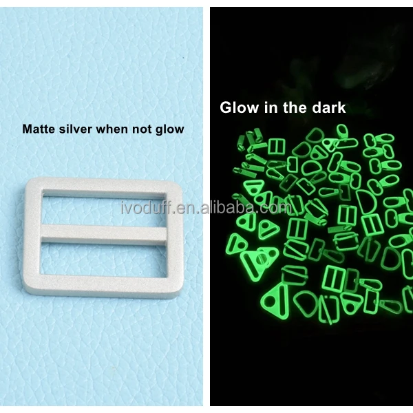 Glow in the Dark Metal Handbag Hardware Accessories Snap Hook Slider Triangle Ring D Ring Zipper Pull