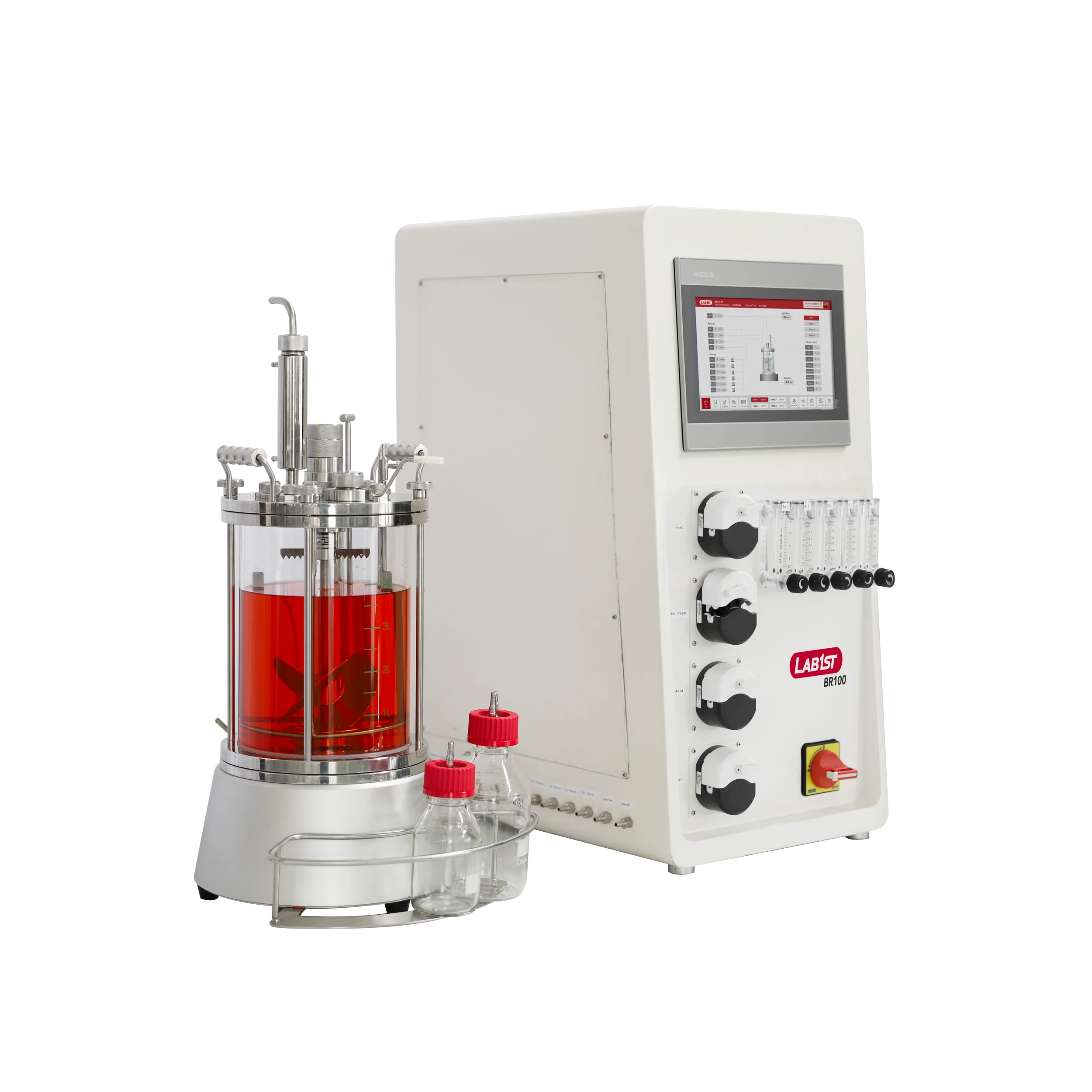 Lab1st Customizable Glass Lab Fermentation Bioreactor 5L 10L 15L 20l Fermentor Bioreactor