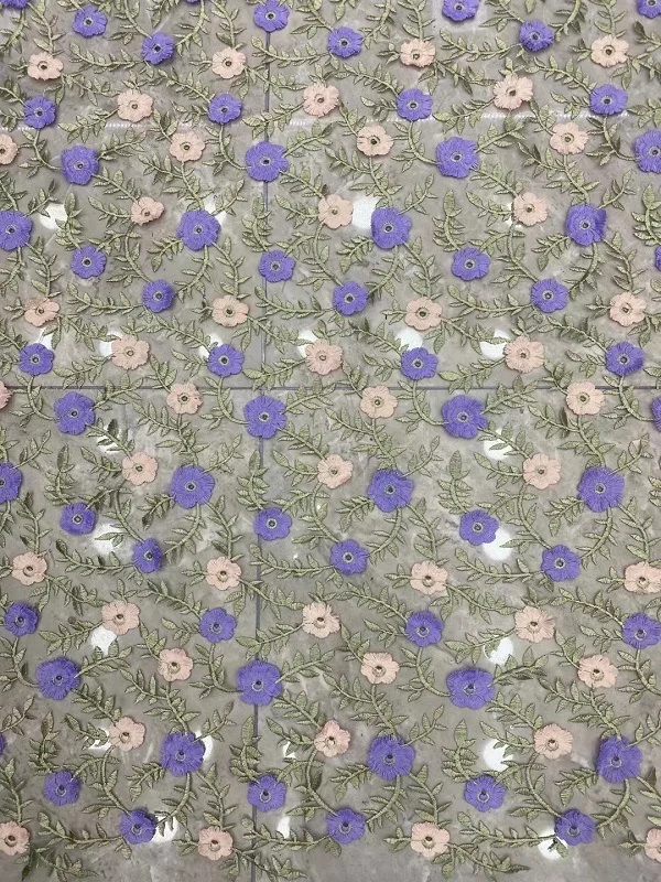 Mesh Embroidered Fabric Ancient Style Han Chinese Clothing Machine Embroidery Lace Tulle Shell Fabric Money HANAFUJI Embroidery