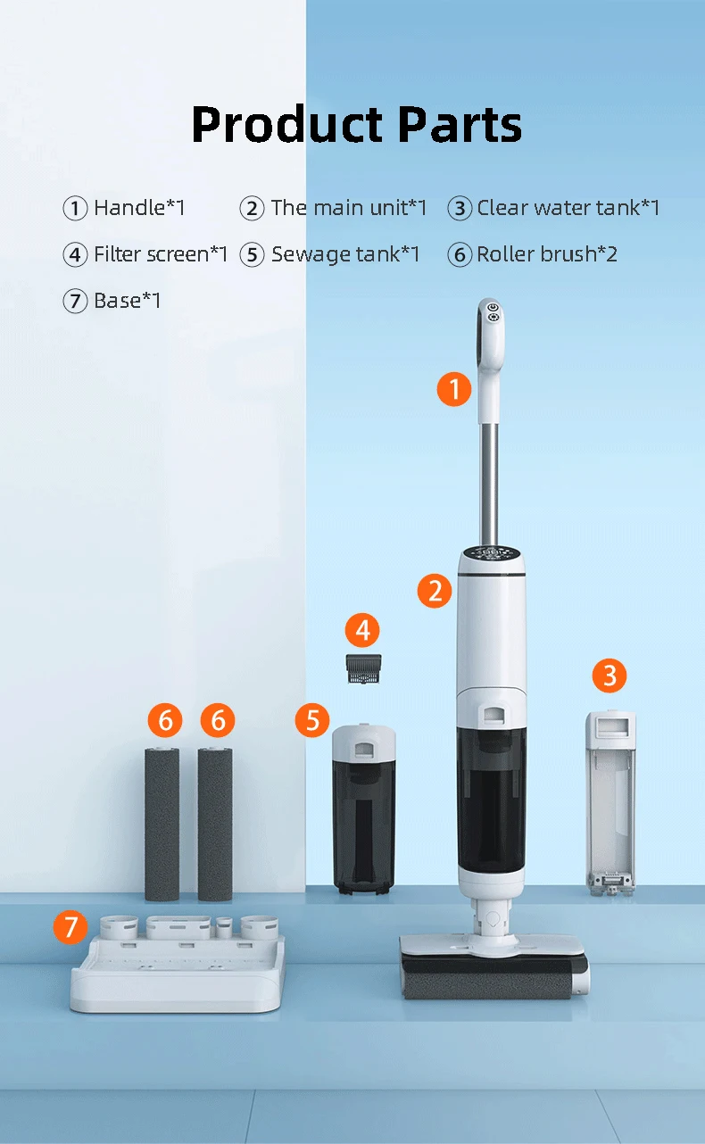 Household floor washing machine Handheld wireless intelligent automatic sweep mop mop OEM custom mopping machine