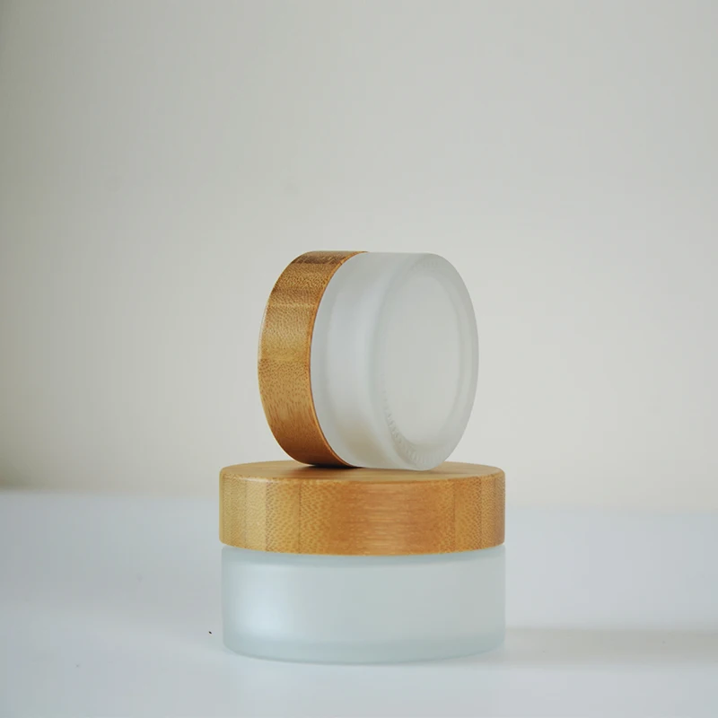 Bamboo Cosmetic Packages 50g 100g Glass Cream Jar 100ml 120ml Frosted Pump Serum