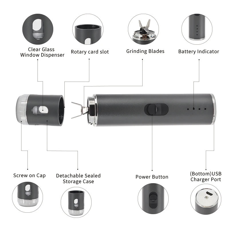 Rechargeable Powerful Usb Electric Herb Grinder Pen 28mm Mini Tobacco