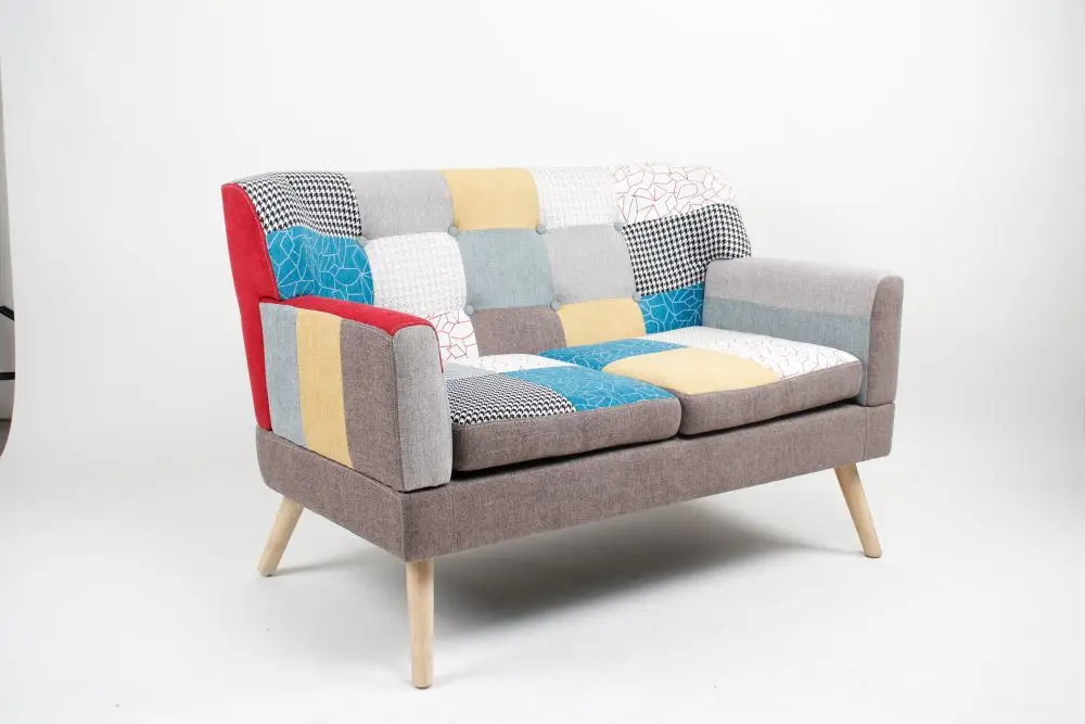 Mid for Century Modern Green Velvet 2-Seater Sofa Retro Style Home Office Loveseat Wooden Legs Elegant Small Spaces Living Room details