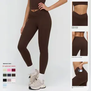 New Scrunch Butt Leggings Breathable Running Crossed Waistband Design Sport Fitness Yoga Pants High Waist Women Yoga Leggings
