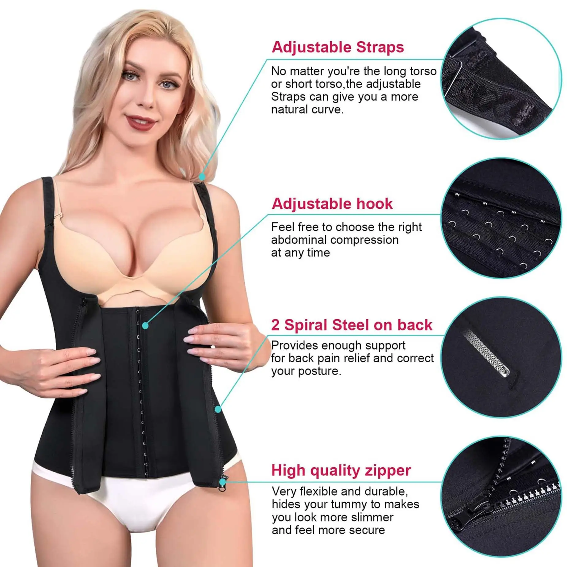 HKRXEC Open-Bust Hook-and-Eye Waist Trainer Corset