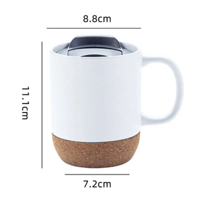 Custom Nordic Matte Black Glaze Cork Base Ceramic Wooden Insulated Cork Bottom Lid Customizable Coffee Mug