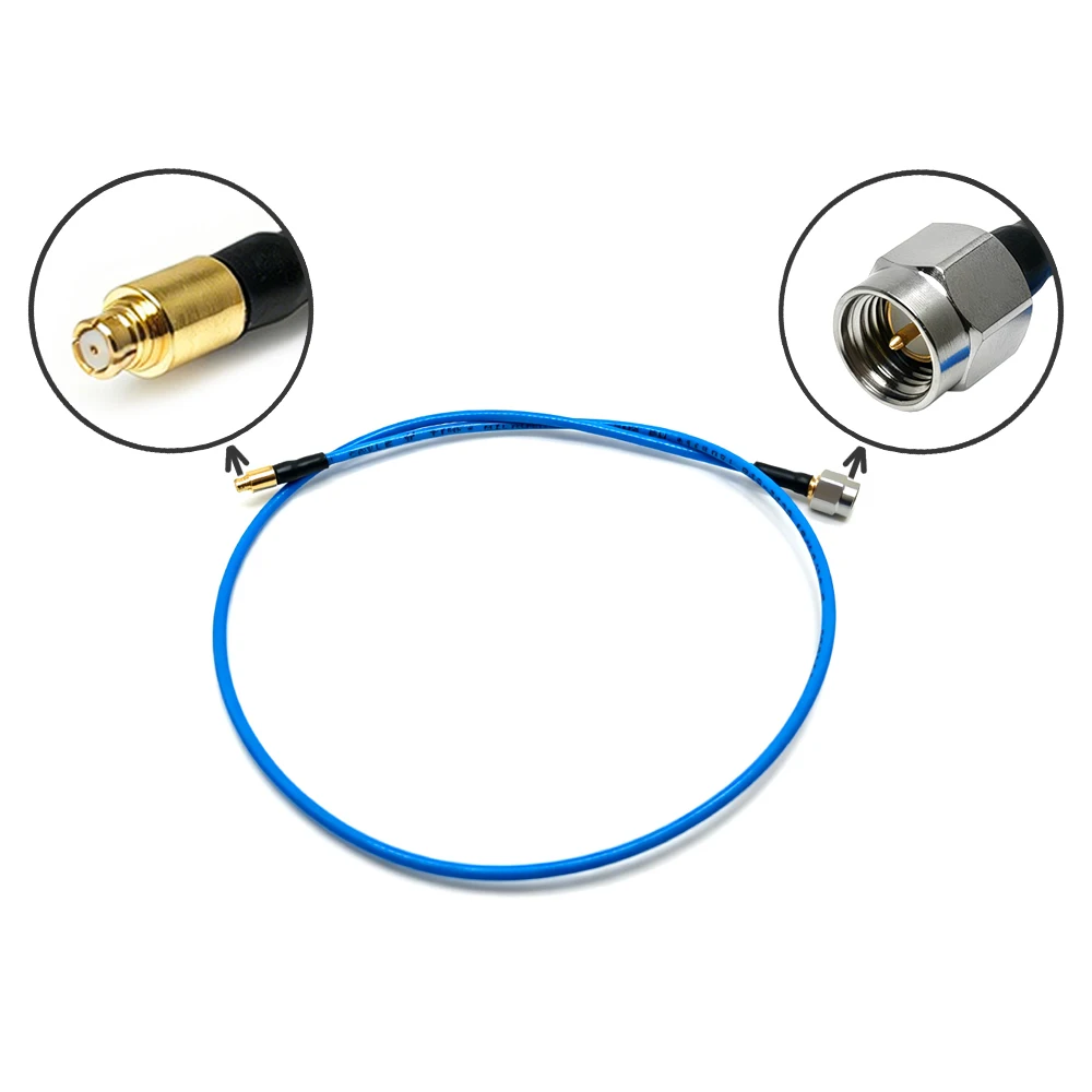 Hochfrequenz-SS405-HF-Kabelbaugruppe, Edelstahl-SMA-Stecker männlich zu SMP-Buchse weiblich, rechtwinklig, 18 GHz, Prüfkabel Tflex-405