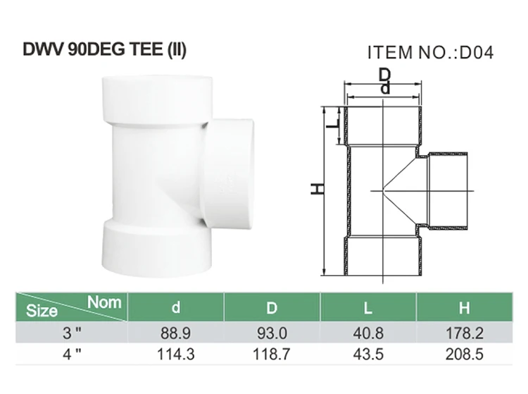 Pvc Pipe Connection System Tee Drainage Fittings Pvc Connector