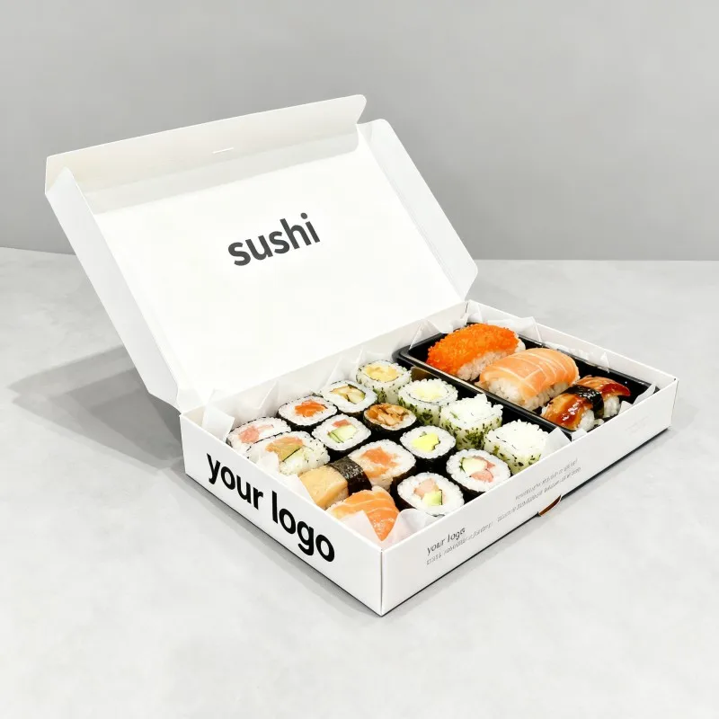 Restaurant Takeaway Recyclable Food Grade Cheap Wholesale Paper Box Sushi Donuts Chocolate Cookies Dessert Packaging Box
