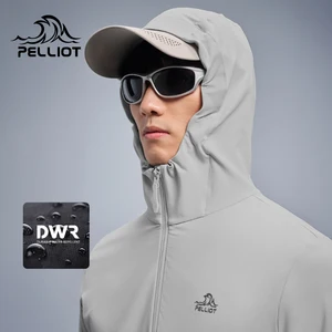2026 Pelliot Outdoor Soft Shell Jacket Men's Windproof & Water Repellent Cycling Hiking Mountaineering Hooded Casual Top Warm