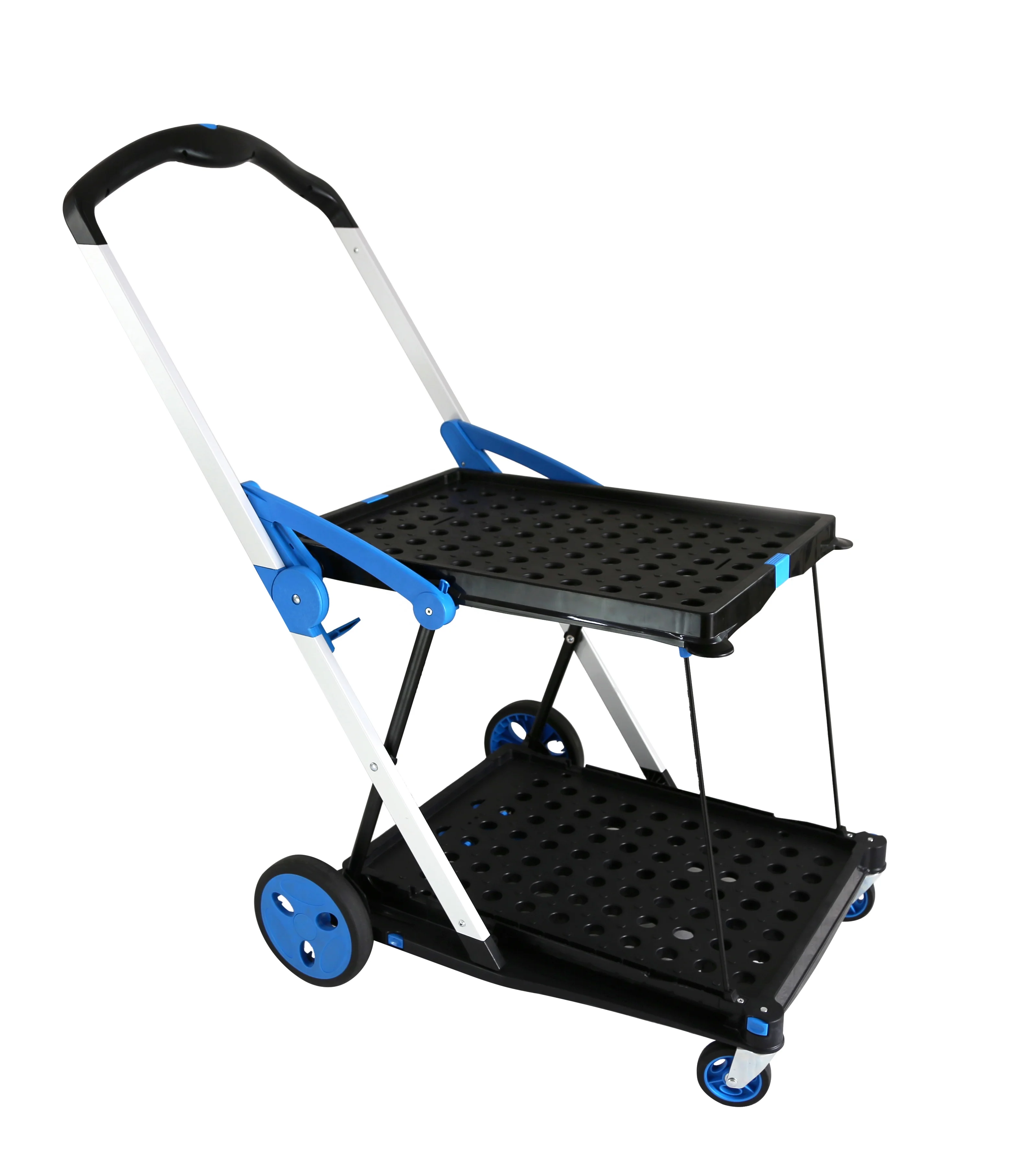 軽量アルミ製二段折りたたみカート - 買い物や収納に最適 (40kg/50kg)