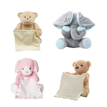 2022 Amazon Hot Selling Wholesale Custom Singing Talking Interactive Soft Stuffed Animal Toy Peekaboo Elephant Bear Plush Toy