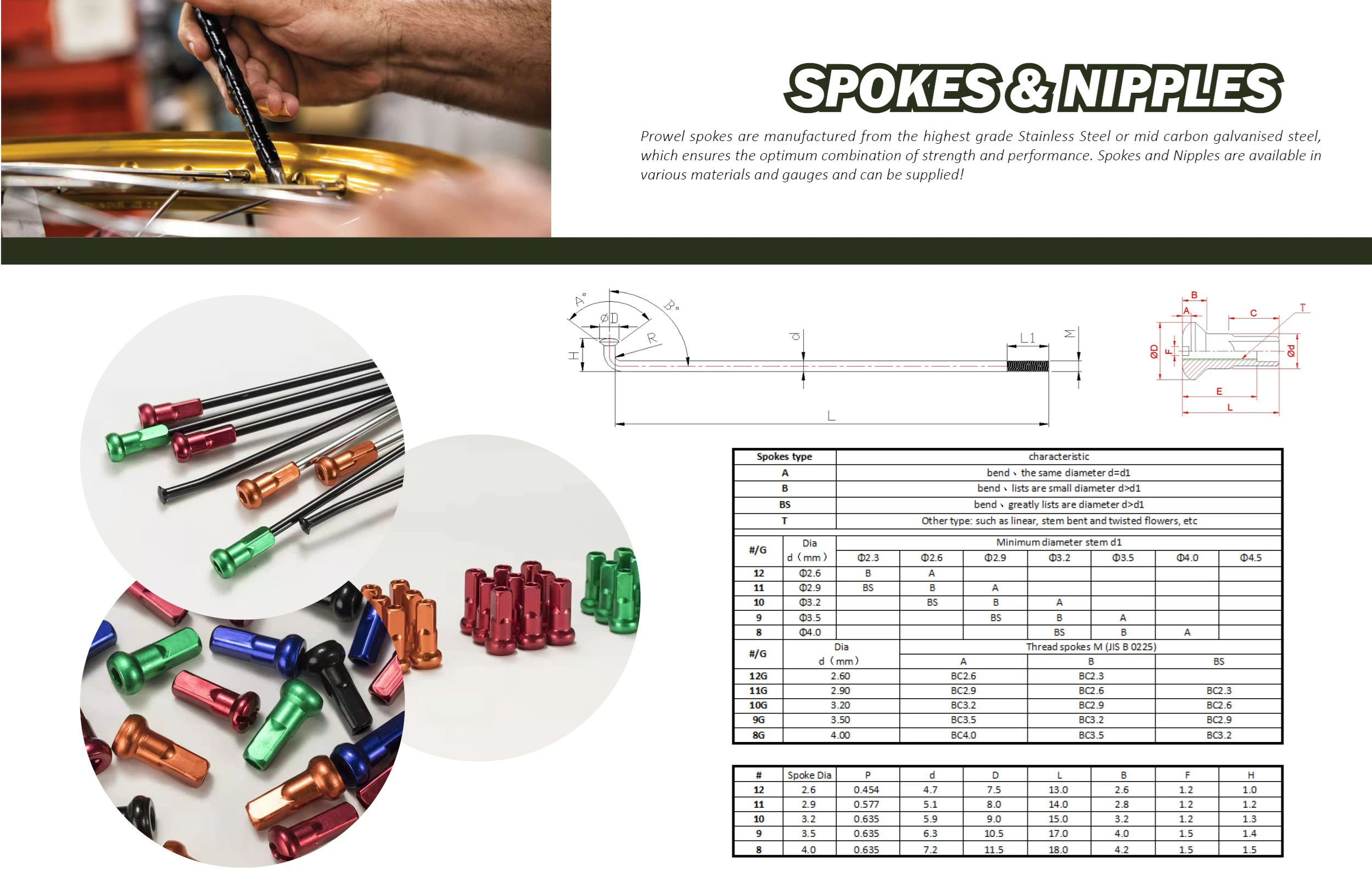 8G 9G Motorcycle stainless steel spokes and nipples, View motorcycle colored spokes nipples