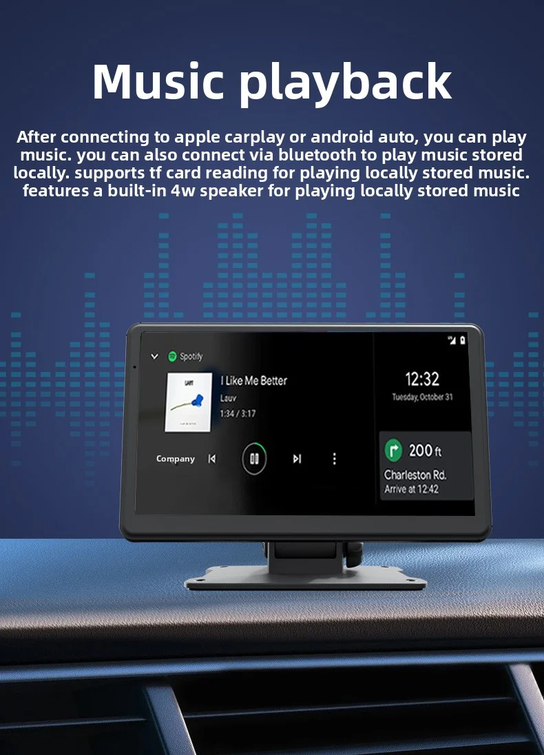 7-Inch Wireless CarPlay Adapter with Screen Mirroring MP5 Player Wired to Wireless CarPlay Navigator
