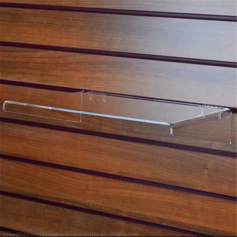 Clear Acrylic Slatwall Shelves With Side Supports Lucite Slatwall