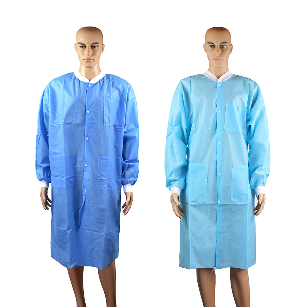 Lab Coat Sms Pp Medical Non Woven Disposable Wholesale Blue White Pink