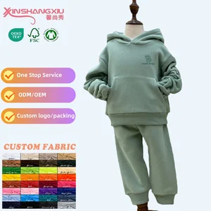 Wholesale High Quality Kids Hip Hop Blank Sweatsuit Sets Custom Label Organic Cotton Plain Sweatsuits for Kids