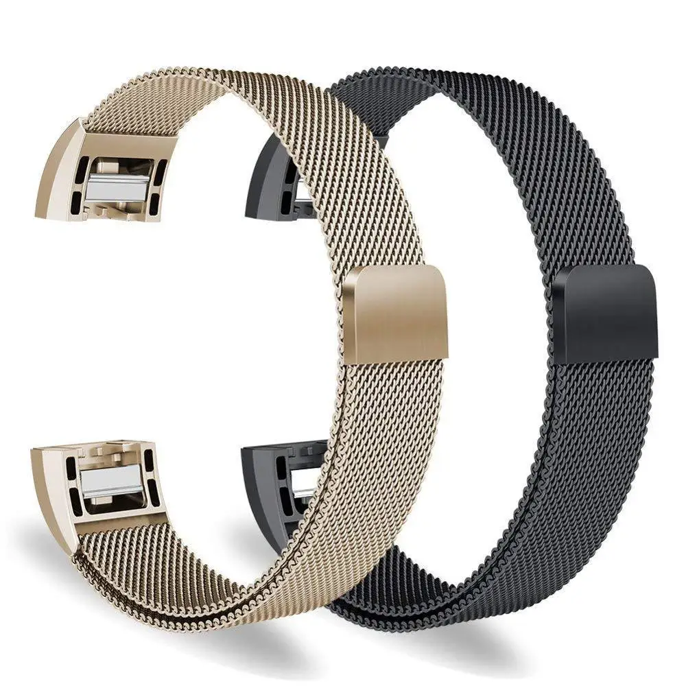For FitBit Charge 2 Wristband Metal Stainless Milanese Magnetic Loop Band Strap 