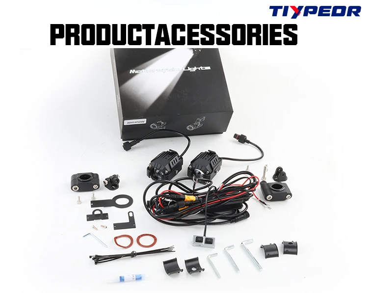 TIYPEOR Super Bright Motorcycle High Power Spotlight Aluminum Auxiliary Headlight Brighter High/Low Beam Headlamp for Off-road supplier