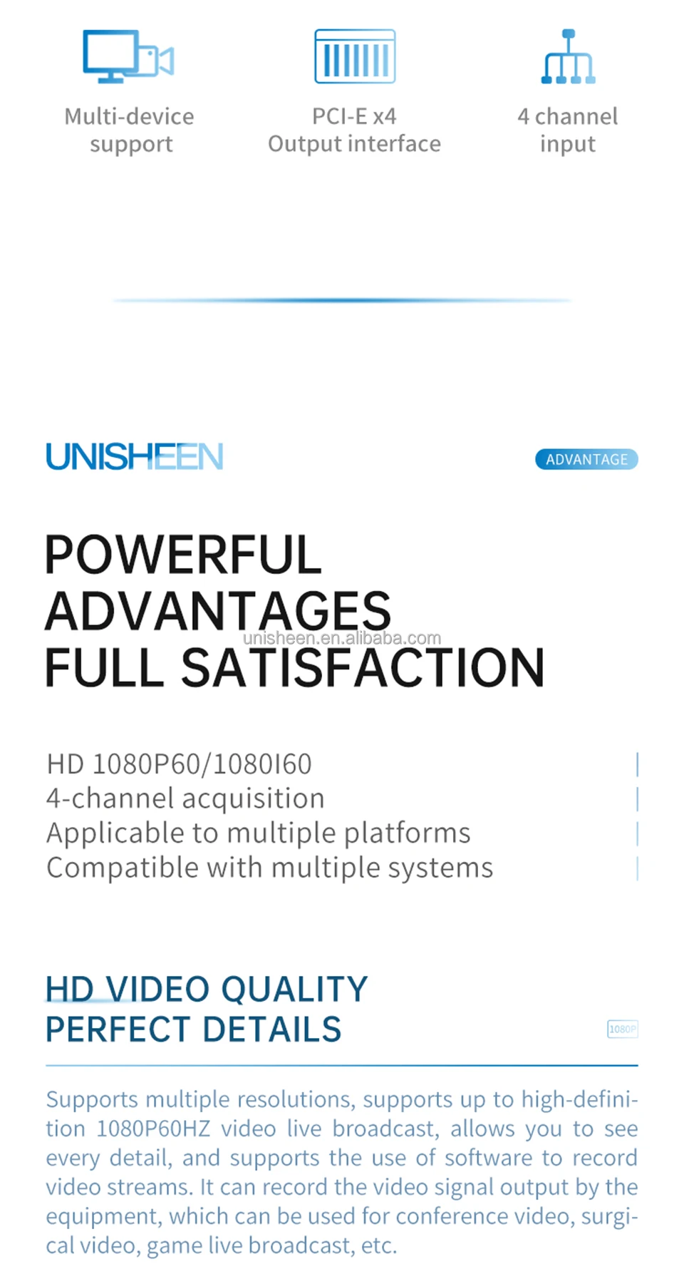 Unisheen Uc3540s Game Recorder Win10 Linux Streaming Zoom Vmix Vj Obs 4 Channel 1080p 3g Sdi