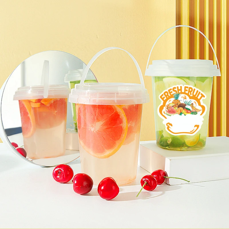 Customtakeaway 24oz 32oz Fruits Cups Bucket Pp Plastic Drink Cups 700ml ...