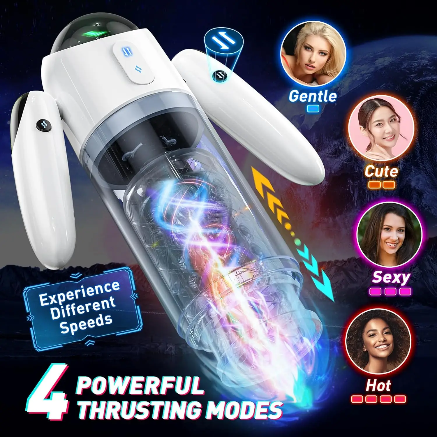 New Robot Automatic Male Masturbator Sex Toys for Men with 4 Thrusting  Rotation Robot Sex Machine Masturbation Games Cup for Men
