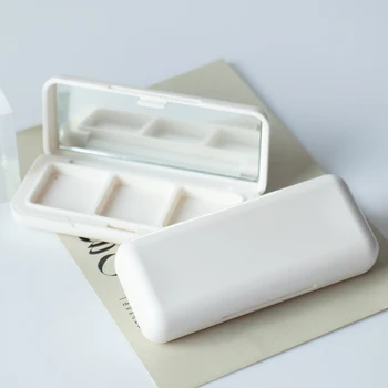 3 pan 22.8 mm matte white square custom logo makeup empty plastic eyeshadow concealer palette case packaging with mirror