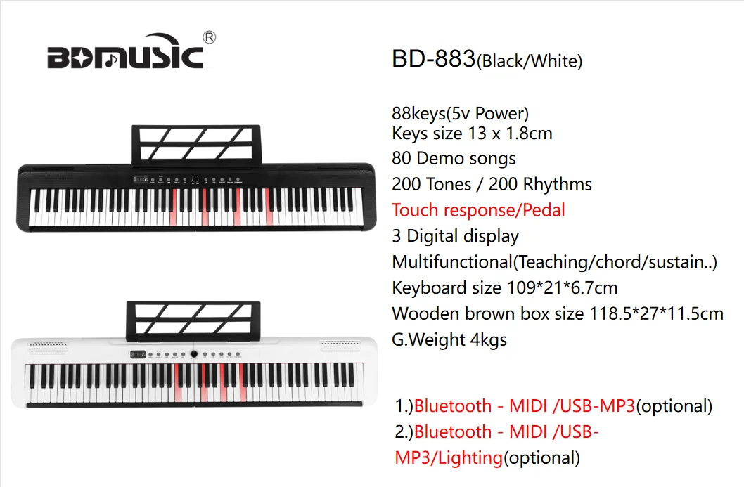 BD музыка 88 клавиш двойная клавиатура цифровой электронный орган умный АБС музыкальный инструмент для детей