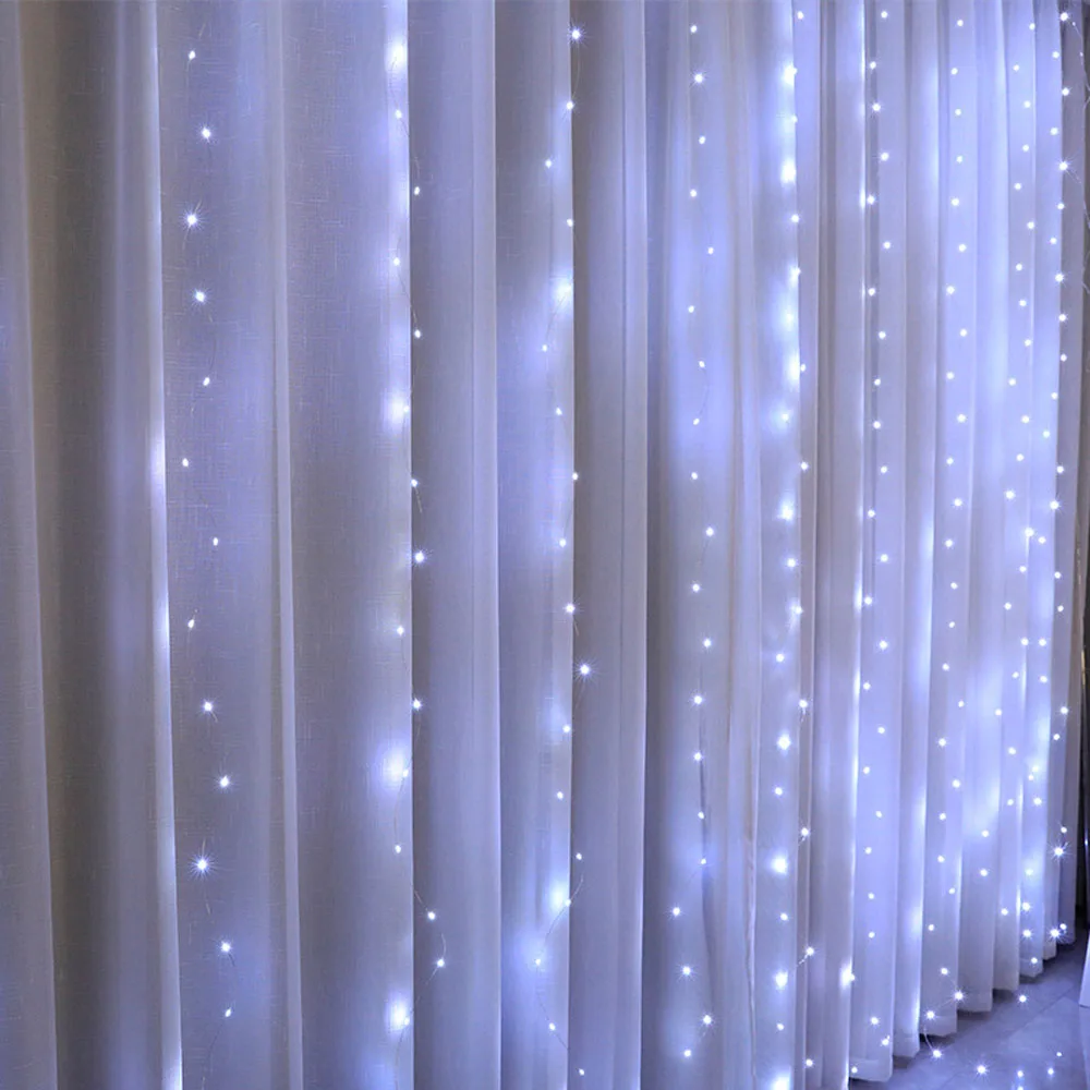 3x3m 300 Led Curtain String Fairy Lights For Christmas Bedroom Party