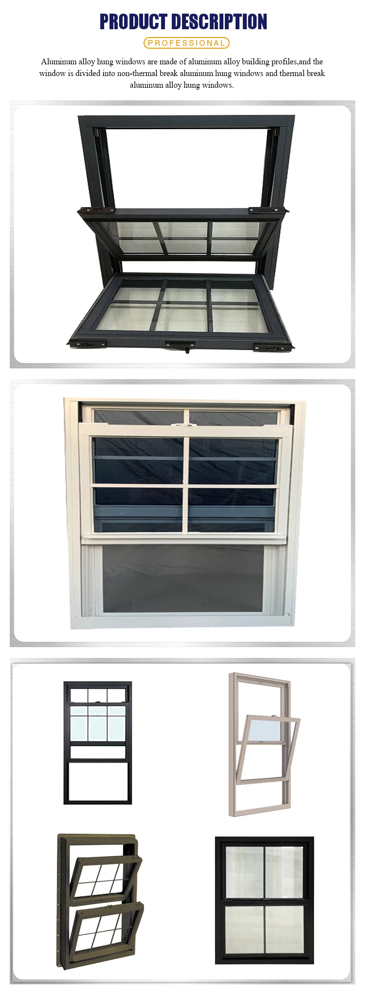 High Quality Double Glass Aluminium Windows Frame Factory Cabin Double