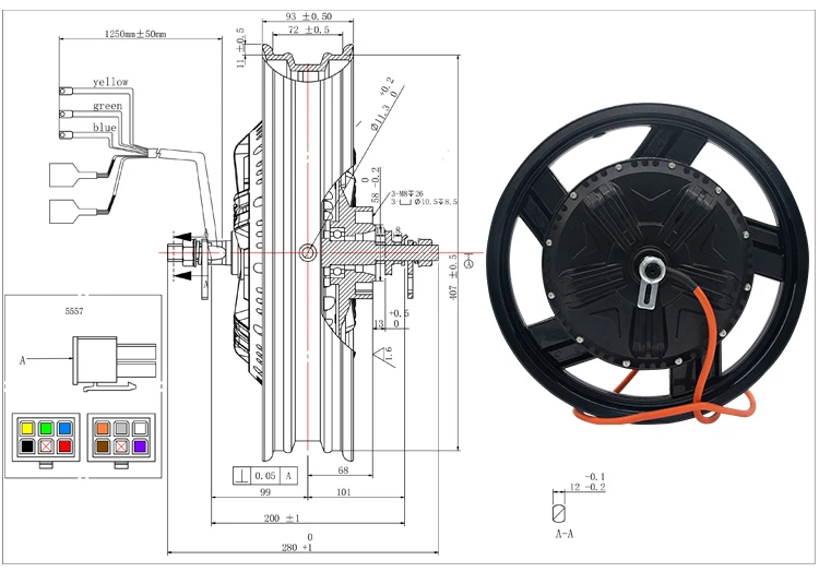 2000w Scooter Hub Motor 16 Inches 48v/60v/72v/96v Bldc Wheel Motor