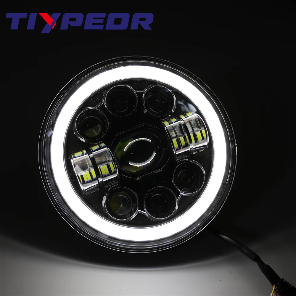 product tiypeor 7inch round universal motorcycle super bright drl led headlight car auxiliary fog light-9