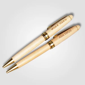 Factory Wholesales ECO Friendly Luxury Business Gift Wood Ball Pen with  Engraved Custom logo Promotion Wood Ballpoint Pen
