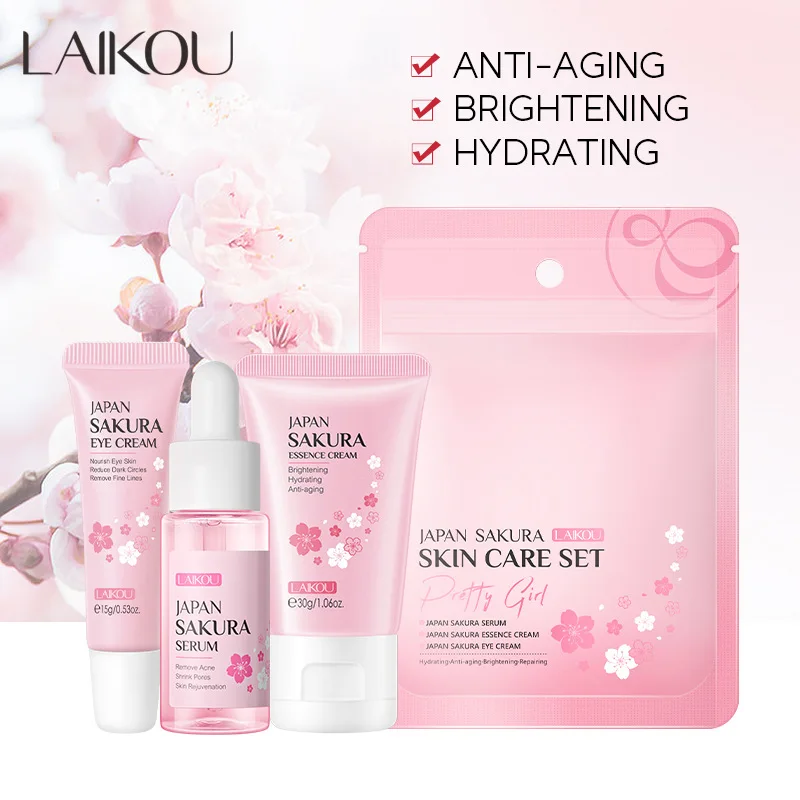 LAIKOU 3点スキンケアセット 保湿 栄養 ブライトニング サクラ