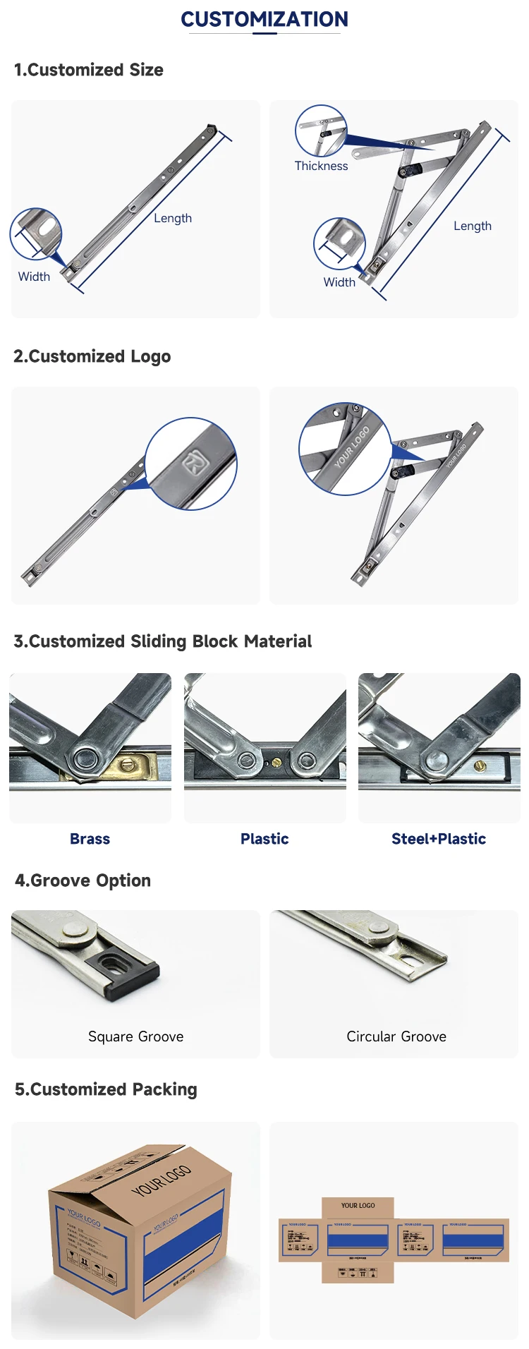 Stainless Steel Friction Stay Hinge Support Arm 4 Inch Friction Stay