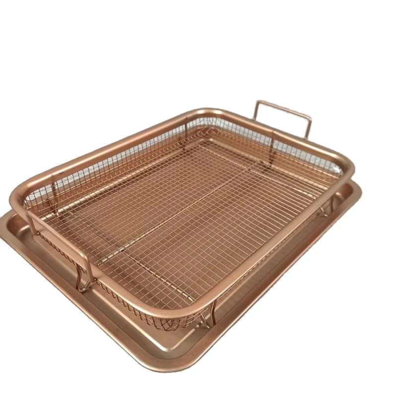 2pc Set Air Fryer Basket For Oven Stainless Steel Crisper Food Tray & Basket