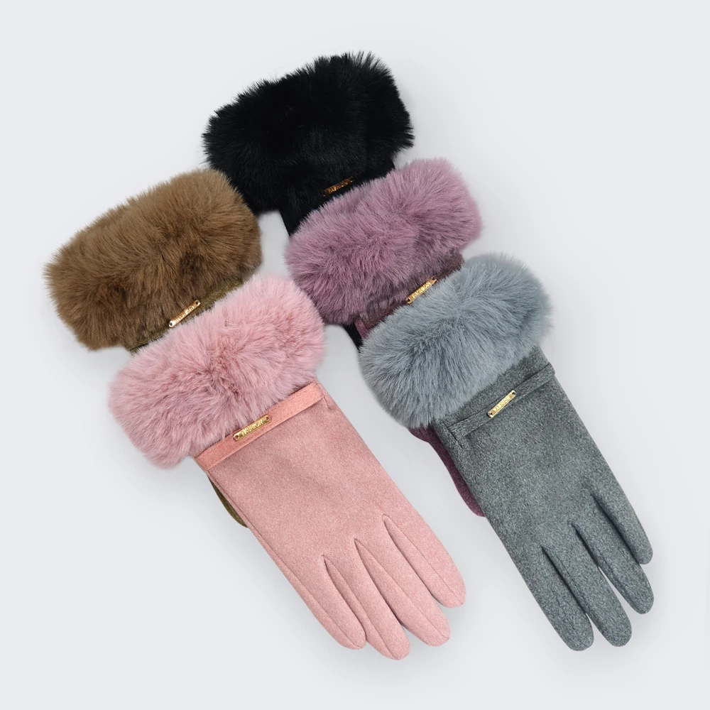 Оптовая продажа модные перчатки с сенсорным экраном роскошные украшения лидер продаж осенние женские бархатные уличные зимние