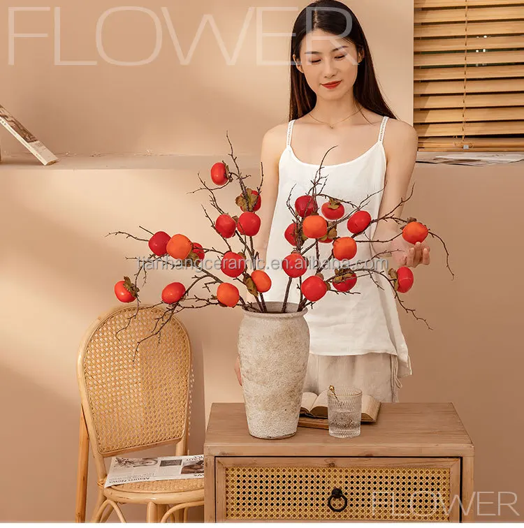 New Natural Simulated persimmon fruit Wholesale of fake flowers for home decoration and wedding celebrations.jpg