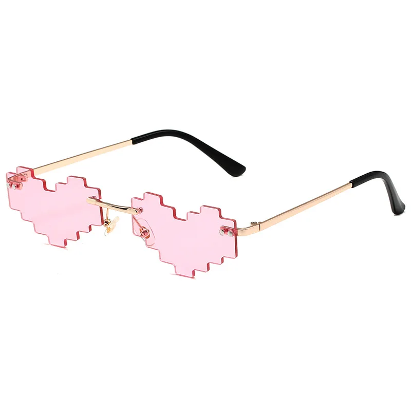 FF889 UV Protection Metal Frame Glasses Candy Color Party Beach Eyewear Irregular Rimless Heart Sunglasses