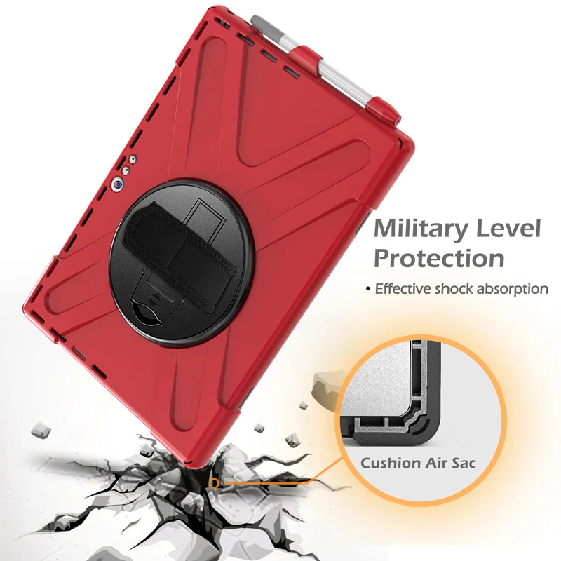 Силиконовый прочный чехол 12,3 дюйма из поликарбоната со слотом для ручки для Microsoft surface pro 4 5 6 7 с гибкой подставкой и ремешком