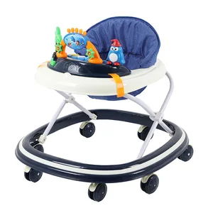 Adjustable 3-in-1 Penguin Folding Walker Light Safety Feature Foldable Plastic Wooden Frame Baby Boy's Learning Walk Toy Style