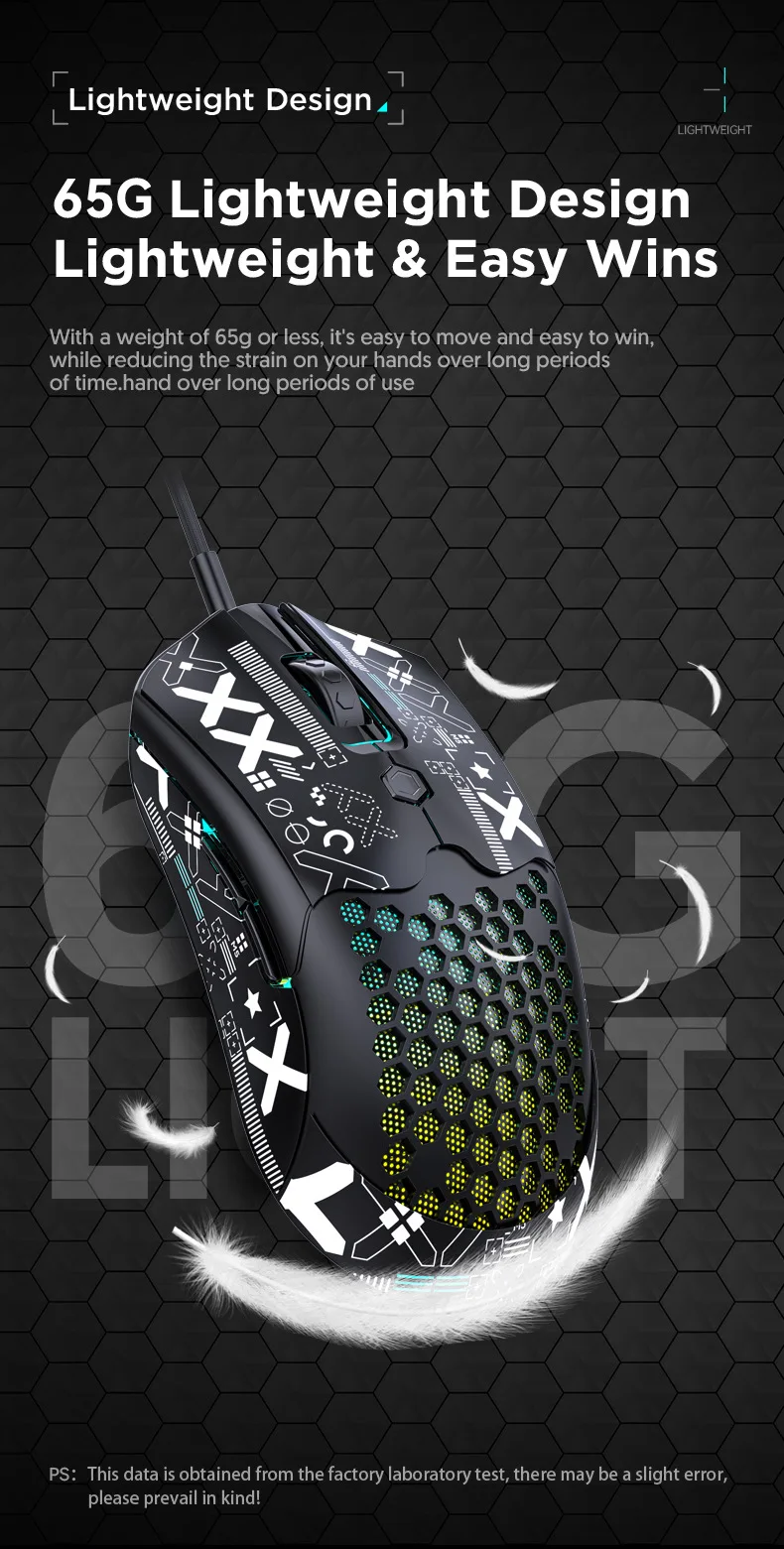 M5 Gaming Mouse - Lightweight, Ergonomic, and RGB Backlit