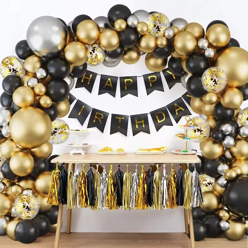 Wholesale Custom Black Gold Balloon Set Holiday Party Birthday Wedding Decoration Balloon Garland Arch Halloween Mother's Day