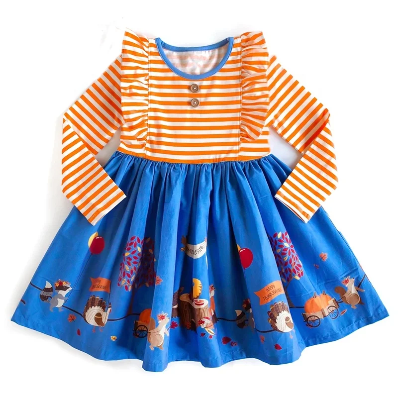 Печать по запросу оптовая продажа детская одежда для девочек платье с оборками на Хэллоуин Детская