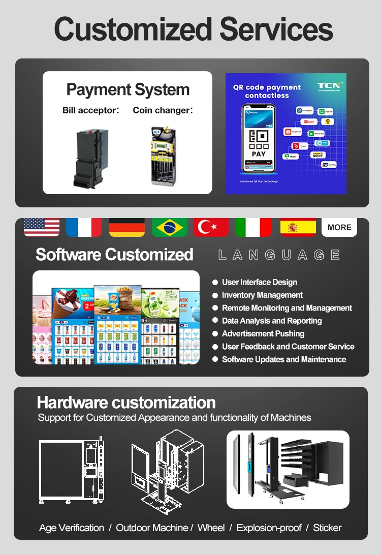 TCN Self-Service Automatic Touch Screen Drink Snack Vending Machine Europe