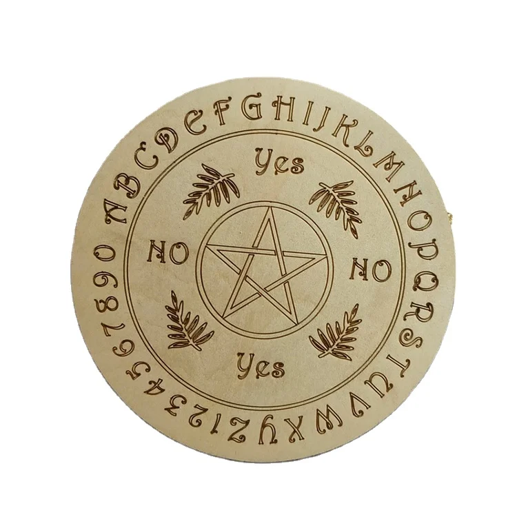 Wooden Carving Board Pendulum Five Pointed Star Pattern Wooden Crafts Gift Home Decoration Witchcraft Divination Board