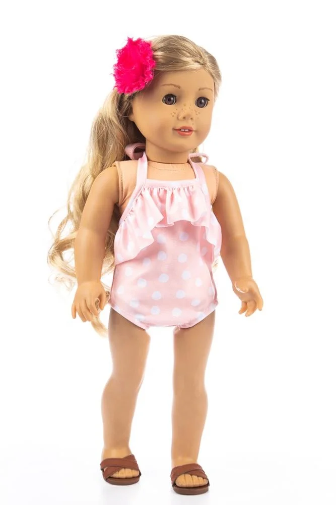 Красивый дизайн розовый 18 дюймов американская кукла Купальник Одежда аксессуары подходят 43-45 см