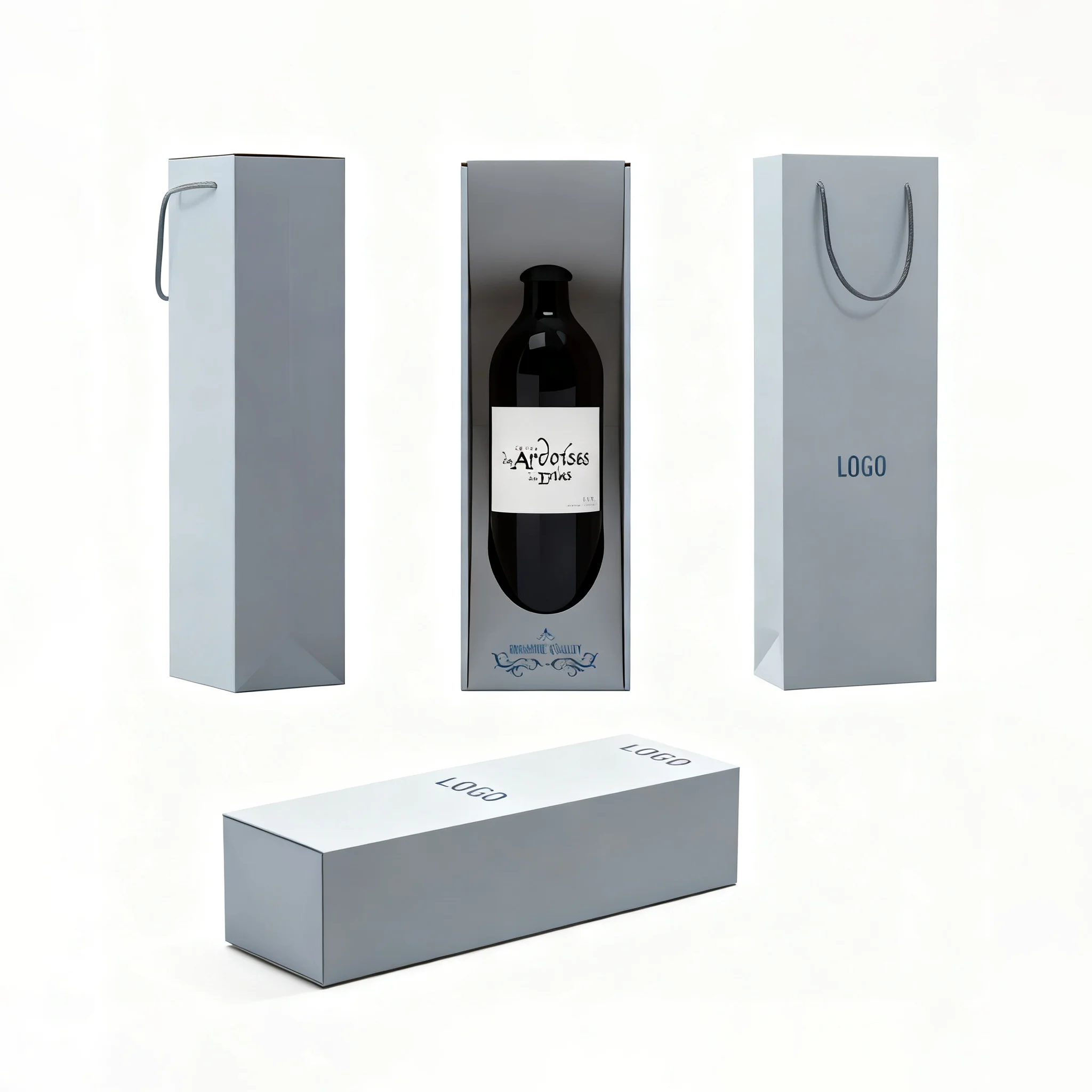 product custom eco friendly recycled materials red wine gift box set double weddings logo digital printing art paper wine-0