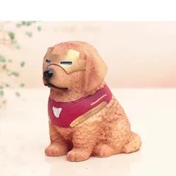 Creative Money Box Golden Retriever Iron Man Dog Piggy Bank 14 Cm