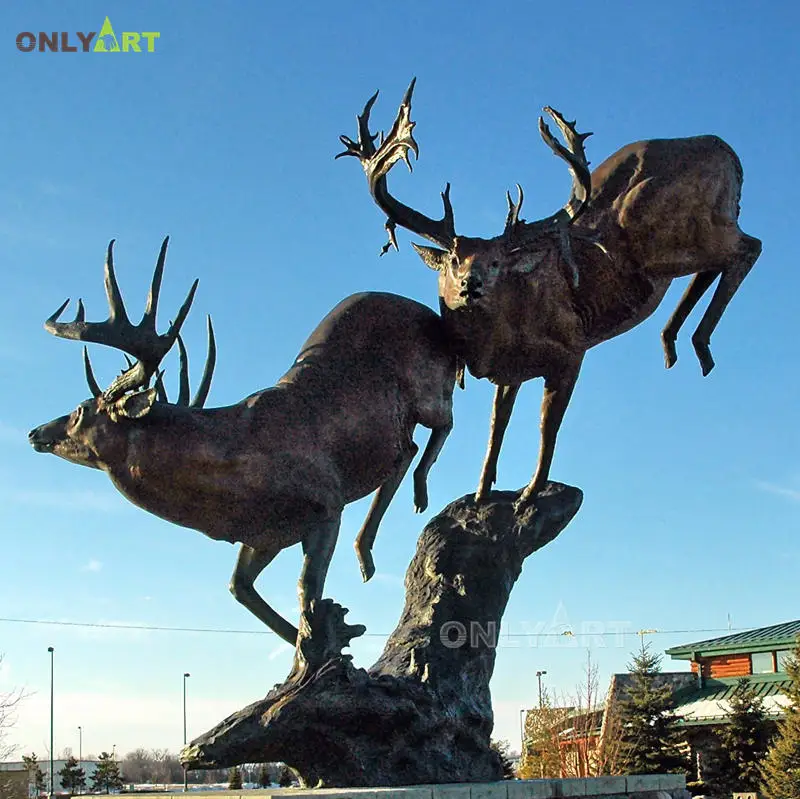 Elk Bronze Sculpture Large Outdoor Garden Large Cast Brass Animals Elk